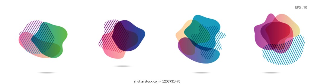 Set of abstract modern graphic elements. Dynamical colored forms and line. Gradient abstract banners with flowing liquid shapes. Template for the design of a logo,flyer or presentation. Vector.