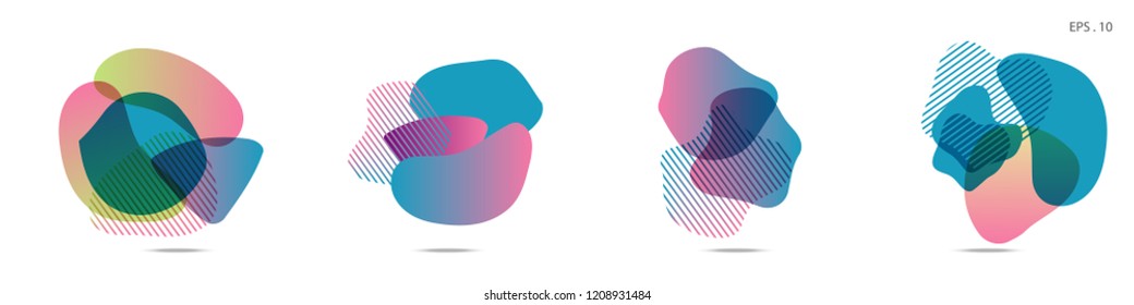 Set of abstract modern graphic elements. Dynamical colored forms and line. Gradient abstract banners with flowing liquid shapes. Template for the design of a logo,flyer or presentation. Vector.