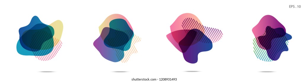 Set of abstract modern graphic elements. Dynamical colored forms and line. Gradient abstract banners with flowing liquid shapes. Template for the design of a logo,flyer or presentation. Vector.