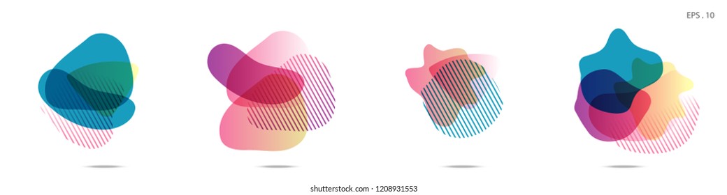 Set of abstract modern graphic elements. Dynamical colored forms and line. Gradient abstract banners with flowing liquid shapes. Template for the design of a logo,flyer or presentation. Vector.