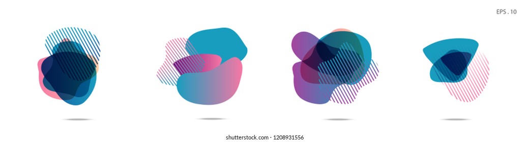 Set of abstract modern graphic elements. Dynamical colored forms and line. Gradient abstract banners with flowing liquid shapes. Template for the design of a logo,flyer or presentation. Vector.