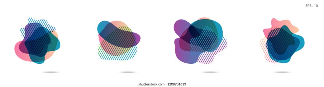 Set of abstract modern graphic elements. Dynamical colored forms and line. Gradient abstract banners with flowing liquid shapes. Template for the design of a logo,flyer or presentation. Vector.