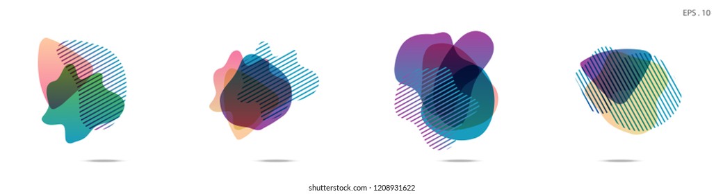 Set of abstract modern graphic elements. Dynamical colored forms and line. Gradient abstract banners with flowing liquid shapes. Template for the design of a logo,flyer or presentation. Vector.