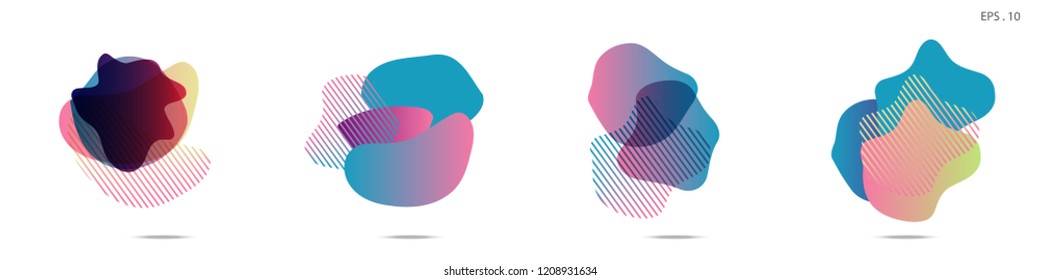 Set of abstract modern graphic elements. Dynamical colored forms and line. Gradient abstract banners with flowing liquid shapes. Template for the design of a logo,flyer or presentation. Vector.