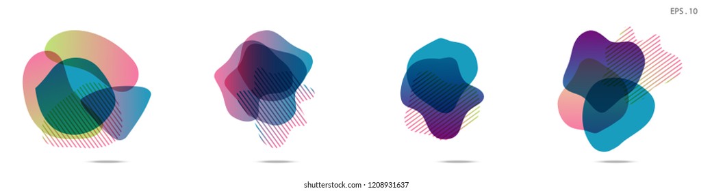 Set of abstract modern graphic elements. Dynamical colored forms and line. Gradient abstract banners with flowing liquid shapes. Template for the design of a logo,flyer or presentation. Vector.