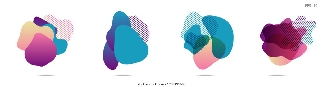 Set of abstract modern graphic elements. Dynamical colored forms and line. Gradient abstract banners with flowing liquid shapes. Template for the design of a logo,flyer or presentation. Vector.
