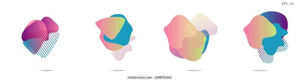 Set of abstract modern graphic elements. Dynamical colored forms and line. Gradient abstract banners with flowing liquid shapes. Template for the design of a logo,flyer or presentation. Vector.