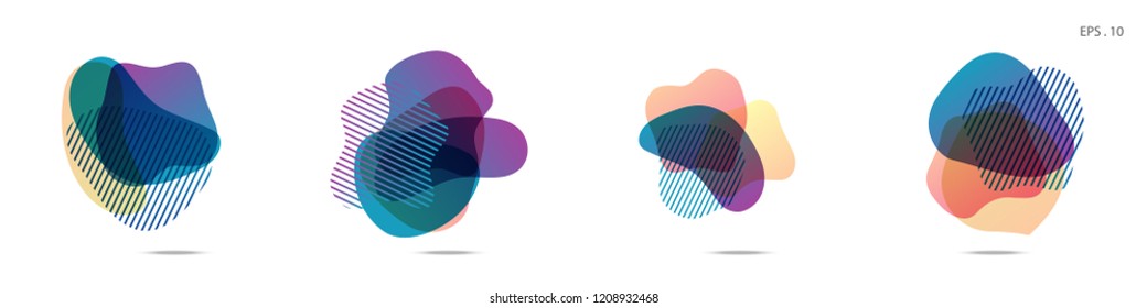 Set of abstract modern graphic elements. Dynamical colored forms and line. Gradient abstract banners with flowing liquid shapes. Template for the design of a logo,flyer or presentation. Vector.