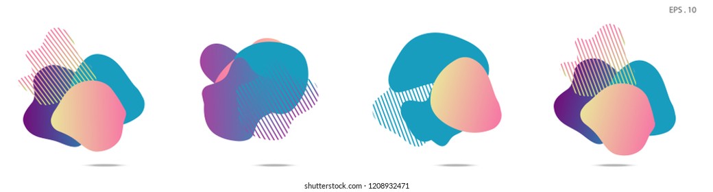 Set of abstract modern graphic elements. Dynamical colored forms and line. Gradient abstract banners with flowing liquid shapes. Template for the design of a logo,flyer or presentation. Vector.