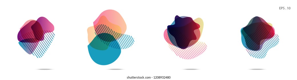 Set of abstract modern graphic elements. Dynamical colored forms and line. Gradient abstract banners with flowing liquid shapes. Template for the design of a logo,flyer or presentation. Vector.