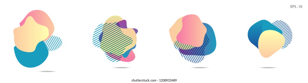 Set of abstract modern graphic elements. Dynamical colored forms and line. Gradient abstract banners with flowing liquid shapes. Template for the design of a logo,flyer or presentation. Vector.