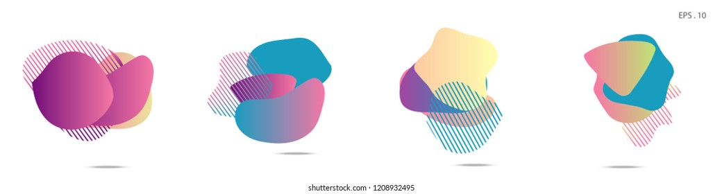 Set of abstract modern graphic elements. Dynamical colored forms and line. Gradient abstract banners with flowing liquid shapes. Template for the design of a logo,flyer or presentation. Vector.