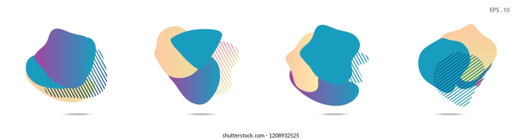 Set of abstract modern graphic elements. Dynamical colored forms and line. Gradient abstract banners with flowing liquid shapes. Template for the design of a logo,flyer or presentation. Vector.