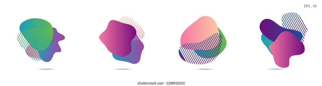 Set of abstract modern graphic elements. Dynamical colored forms and line. Gradient abstract banners with flowing liquid shapes. Template for the design of a logo,flyer or presentation. Vector.