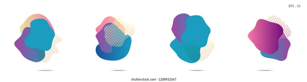 Set of abstract modern graphic elements. Dynamical colored forms and line. Gradient abstract banners with flowing liquid shapes. Template for the design of a logo,flyer or presentation. Vector.