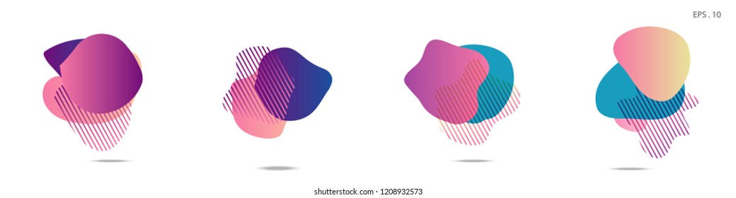 Set of abstract modern graphic elements. Dynamical colored forms and line. Gradient abstract banners with flowing liquid shapes. Template for the design of a logo,flyer or presentation. Vector.