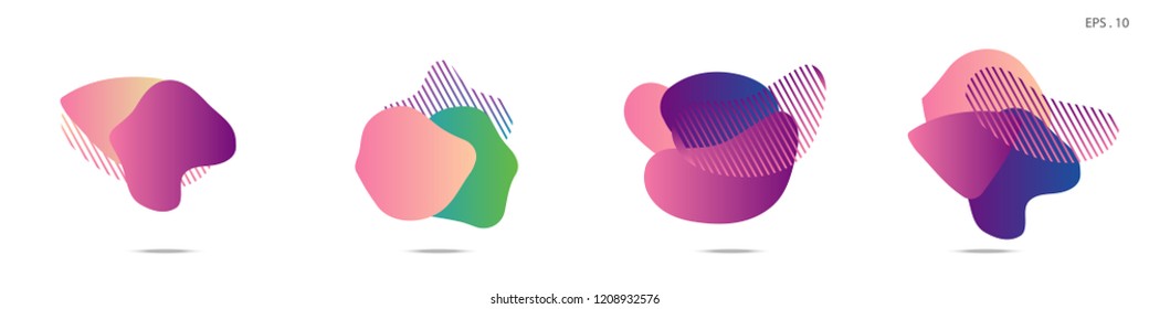 Set of abstract modern graphic elements. Dynamical colored forms and line. Gradient abstract banners with flowing liquid shapes. Template for the design of a logo,flyer or presentation. Vector.