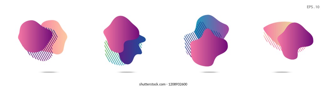 Set of abstract modern graphic elements. Dynamical colored forms and line. Gradient abstract banners with flowing liquid shapes. Template for the design of a logo,flyer or presentation. Vector.