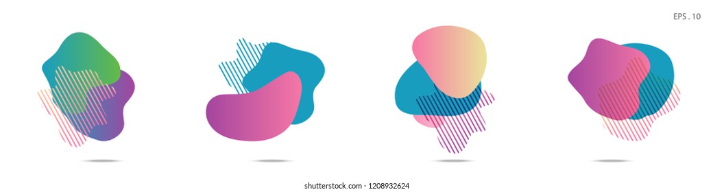 Set of abstract modern graphic elements. Dynamical colored forms and line. Gradient abstract banners with flowing liquid shapes. Template for the design of a logo,flyer or presentation. Vector.
