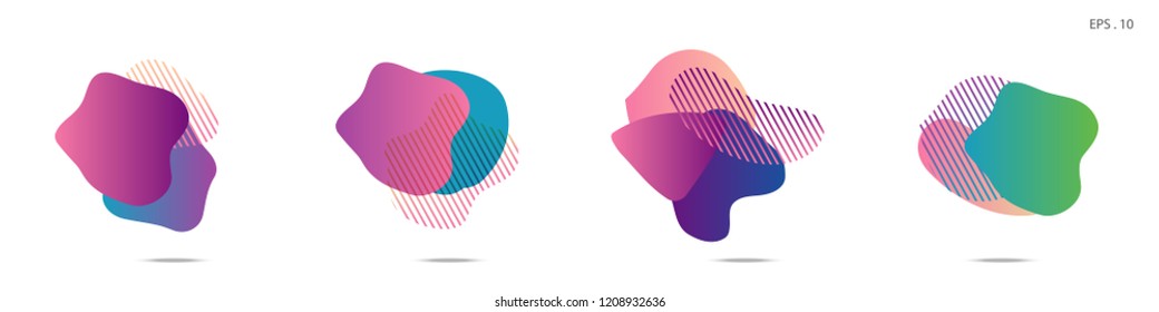 Set of abstract modern graphic elements. Dynamical colored forms and line. Gradient abstract banners with flowing liquid shapes. Template for the design of a logo,flyer or presentation. Vector.