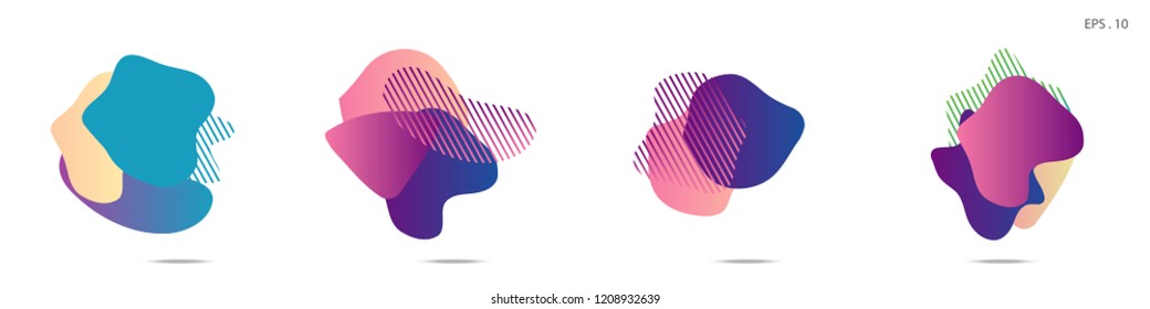 Set of abstract modern graphic elements. Dynamical colored forms and line. Gradient abstract banners with flowing liquid shapes. Template for the design of a logo,flyer or presentation. Vector.