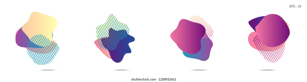 Set of abstract modern graphic elements. Dynamical colored forms and line. Gradient abstract banners with flowing liquid shapes. Template for the design of a logo,flyer or presentation. Vector.
