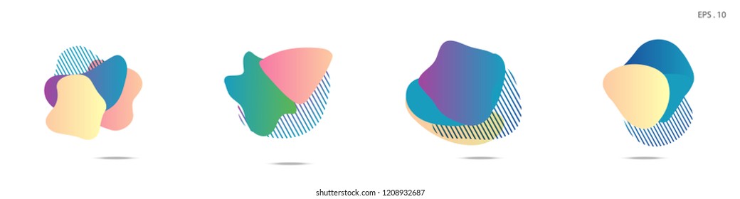 Set of abstract modern graphic elements. Dynamical colored forms and line. Gradient abstract banners with flowing liquid shapes. Template for the design of a logo,flyer or presentation. Vector.