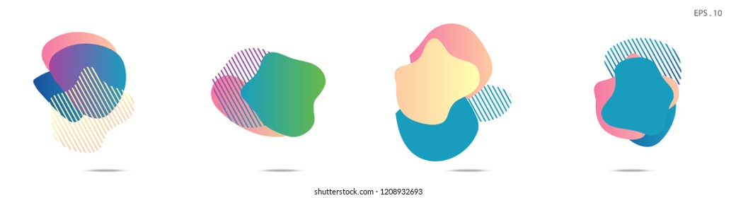 Set of abstract modern graphic elements. Dynamical colored forms and line. Gradient abstract banners with flowing liquid shapes. Template for the design of a logo,flyer or presentation. Vector.