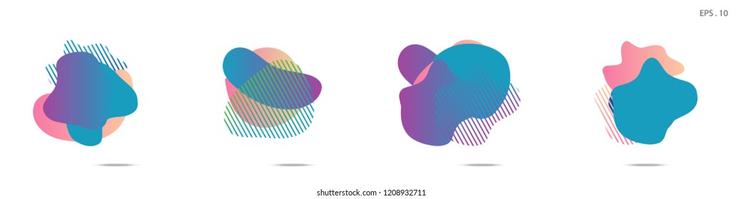 Set of abstract modern graphic elements. Dynamical colored forms and line. Gradient abstract banners with flowing liquid shapes. Template for the design of a logo,flyer or presentation. Vector.
