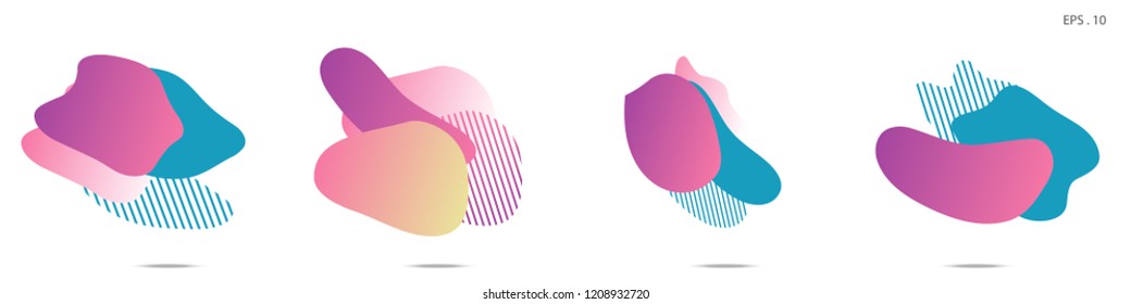 Set of abstract modern graphic elements. Dynamical colored forms and line. Gradient abstract banners with flowing liquid shapes. Template for the design of a logo,flyer or presentation. Vector.