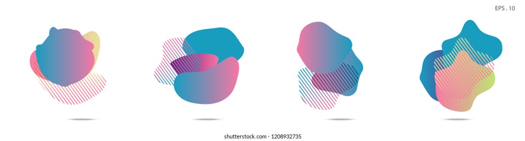 Set of abstract modern graphic elements. Dynamical colored forms and line. Gradient abstract banners with flowing liquid shapes. Template for the design of a logo,flyer or presentation. Vector.