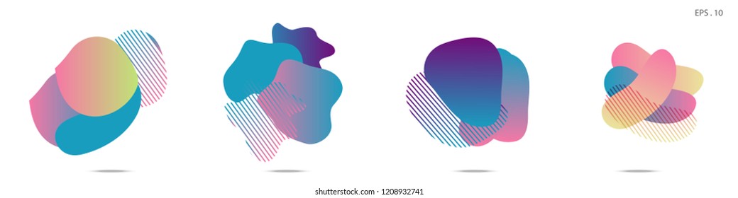 Set of abstract modern graphic elements. Dynamical colored forms and line. Gradient abstract banners with flowing liquid shapes. Template for the design of a logo,flyer or presentation. Vector.