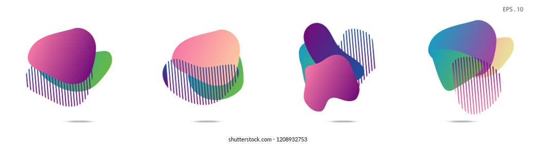 Set of abstract modern graphic elements. Dynamical colored forms and line. Gradient abstract banners with flowing liquid shapes. Template for the design of a logo,flyer or presentation. Vector.