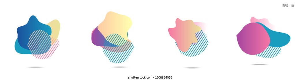 Set of abstract modern graphic elements. Dynamical colored forms and line. Gradient abstract banners with flowing liquid shapes. Template for the design of a logo,flyer or presentation. Vector.