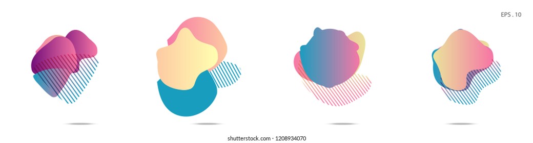 Set of abstract modern graphic elements. Dynamical colored forms and line. Gradient abstract banners with flowing liquid shapes. Template for the design of a logo,flyer or presentation. Vector.