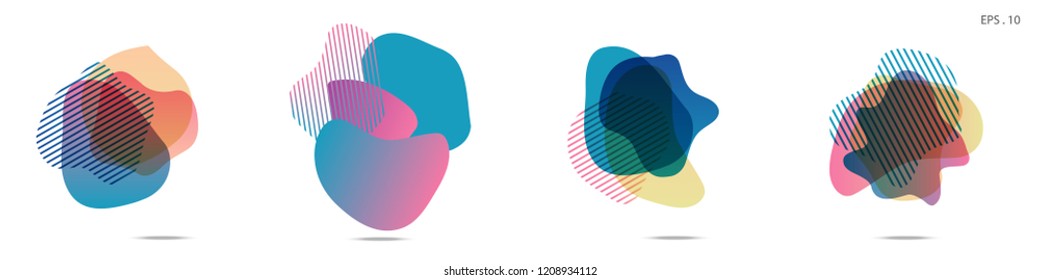 Set of abstract modern graphic elements. Dynamical colored forms and line. Gradient abstract banners with flowing liquid shapes. Template for the design of a logo,flyer or presentation. Vector.