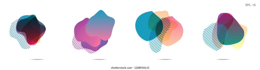 Set of abstract modern graphic elements. Dynamical colored forms and line. Gradient abstract banners with flowing liquid shapes. Template for the design of a logo,flyer or presentation. Vector.