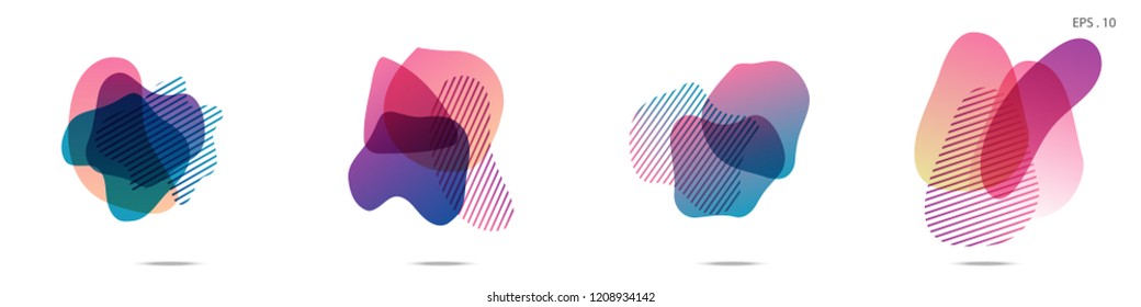 Set of abstract modern graphic elements. Dynamical colored forms and line. Gradient abstract banners with flowing liquid shapes. Template for the design of a logo,flyer or presentation. Vector.