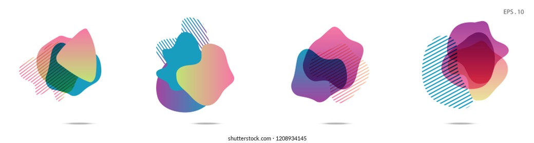 Set of abstract modern graphic elements. Dynamical colored forms and line. Gradient abstract banners with flowing liquid shapes. Template for the design of a logo,flyer or presentation. Vector.