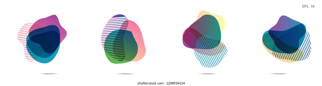 Set of abstract modern graphic elements. Dynamical colored forms and line. Gradient abstract banners with flowing liquid shapes. Template for the design of a logo,flyer or presentation. Vector.