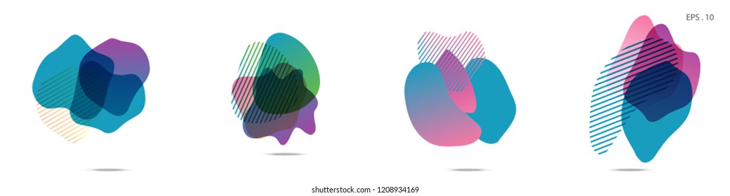 Set of abstract modern graphic elements. Dynamical colored forms and line. Gradient abstract banners with flowing liquid shapes. Template for the design of a logo,flyer or presentation. Vector.