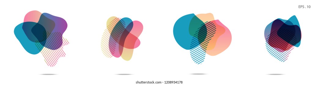 Set of abstract modern graphic elements. Dynamical colored forms and line. Gradient abstract banners with flowing liquid shapes. Template for the design of a logo,flyer or presentation. Vector.