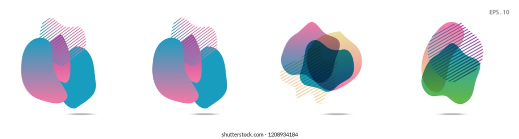 Set of abstract modern graphic elements. Dynamical colored forms and line. Gradient abstract banners with flowing liquid shapes. Template for the design of a logo,flyer or presentation. Vector.