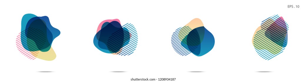 Set of abstract modern graphic elements. Dynamical colored forms and line. Gradient abstract banners with flowing liquid shapes. Template for the design of a logo,flyer or presentation. Vector.