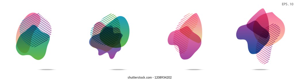 Set of abstract modern graphic elements. Dynamical colored forms and line. Gradient abstract banners with flowing liquid shapes. Template for the design of a logo,flyer or presentation. Vector.