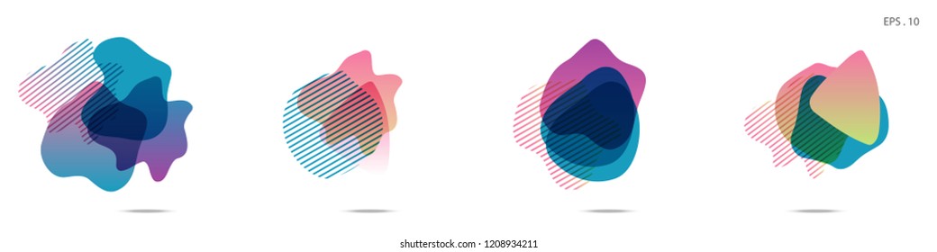 Set of abstract modern graphic elements. Dynamical colored forms and line. Gradient abstract banners with flowing liquid shapes. Template for the design of a logo,flyer or presentation. Vector.