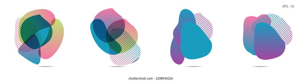 Set of abstract modern graphic elements. Dynamical colored forms and line. Gradient abstract banners with flowing liquid shapes. Template for the design of a logo,flyer or presentation. Vector.