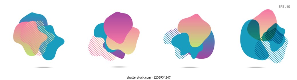 Set of abstract modern graphic elements. Dynamical colored forms and line. Gradient abstract banners with flowing liquid shapes. Template for the design of a logo,flyer or presentation. Vector.