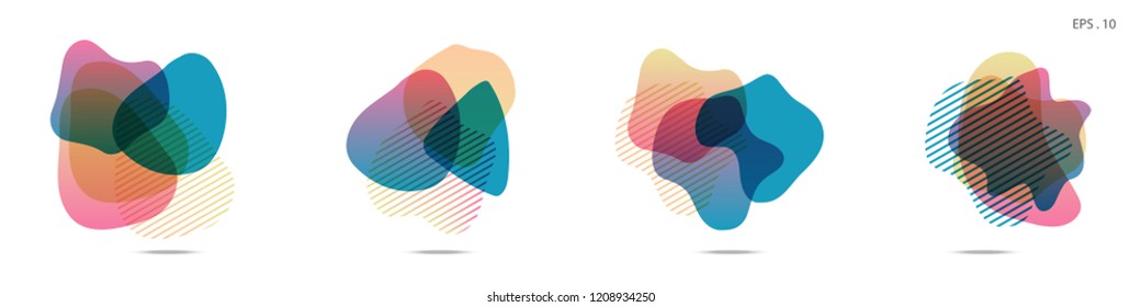 Set of abstract modern graphic elements. Dynamical colored forms and line. Gradient abstract banners with flowing liquid shapes. Template for the design of a logo,flyer or presentation. Vector.
