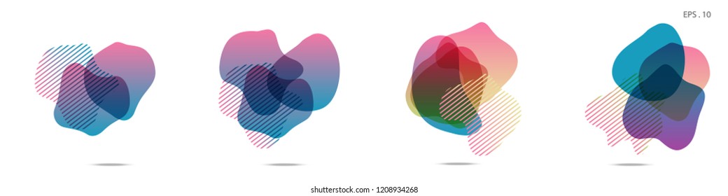 Set of abstract modern graphic elements. Dynamical colored forms and line. Gradient abstract banners with flowing liquid shapes. Template for the design of a logo,flyer or presentation. Vector.
